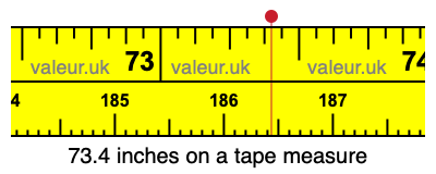 73.4 inches on a tape measure 73.4 inches on a tape measure