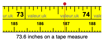 73.6 inches on a tape measure 73.6 inches on a tape measure