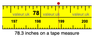 78.3 inches on a tape measure 78.3 inches on a tape measure