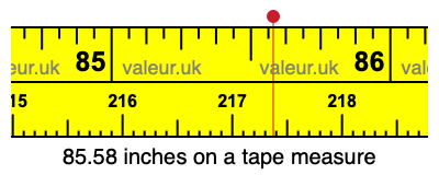 85.58 inches on a tape measure 85.58 inches on a tape measure