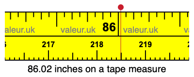 86.02 inches on a tape measure 86.02 inches on a tape measure