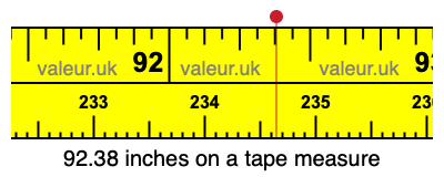 92.38 inches on a tape measure 92.38 inches on a tape measure