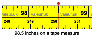 98.5 inches on a tape measure