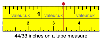 44/33 inches on a tape measure 44/33 inches on a tape measure
