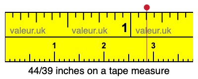 44/39 inches on a tape measure