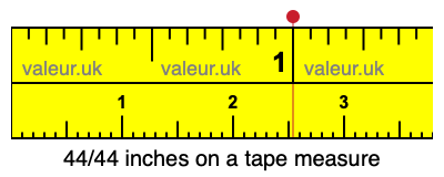 44/44 inches on a tape measure