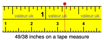 49/38 inches on a tape measure