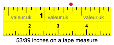 53/39 inches on a tape measure 53/39 inches on a tape measure