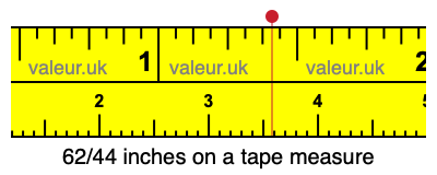 62/44 inches on a tape measure 62/44 inches on a tape measure