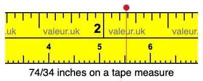 74/34 inches on a tape measure