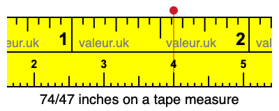 74/47 inches on a tape measure