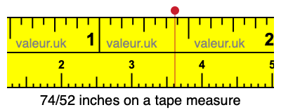 74/52 inches on a tape measure
