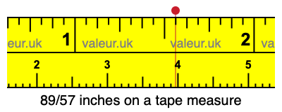 89/57 inches on a tape measure 89/57 inches on a tape measure