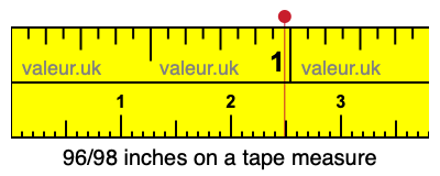 96/98 inches on a tape measure