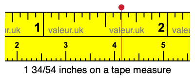 1 34/54 inches on a tape measure