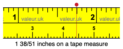1 38/51 inches on a tape measure