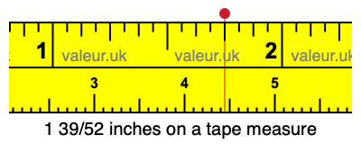 1 39/52 inches on a tape measure