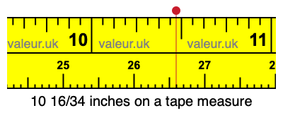 10 16/34 inches on a tape measure