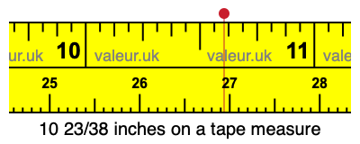 10 23/38 inches on a tape measure