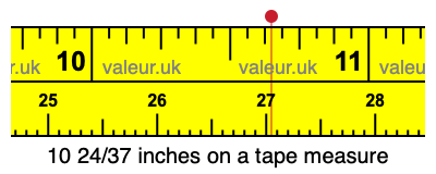 10 24/37 inches on a tape measure