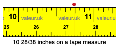 10 28/38 inches on a tape measure