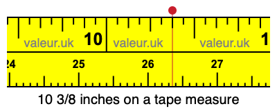 10 3/8 inches on a tape measure 10 3/8 inches on a tape measure