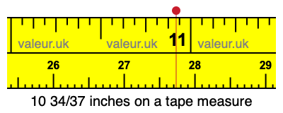 10 34/37 inches on a tape measure