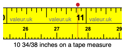 10 34/38 inches on a tape measure
