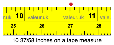10 37/58 inches on a tape measure