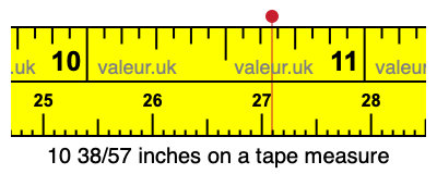 10 38/57 inches on a tape measure