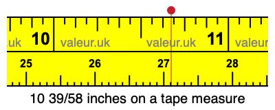 10 39/58 inches on a tape measure