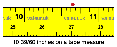 10 39/60 inches on a tape measure
