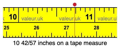 10 42/57 inches on a tape measure