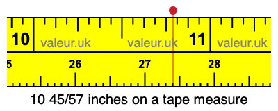 10 45/57 inches on a tape measure 10 45/57 inches on a tape measure