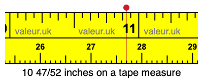 10 47/52 inches on a tape measure