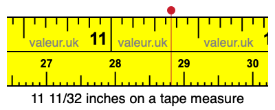 11 11/32 inches on a tape measure 11 11/32 inches on a tape measure