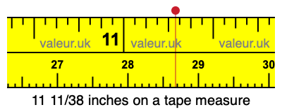 11 11/38 inches on a tape measure 11 11/38 inches on a tape measure
