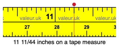 11 11/44 inches on a tape measure 11 11/44 inches on a tape measure