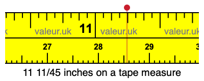 11 11/45 inches on a tape measure 11 11/45 inches on a tape measure