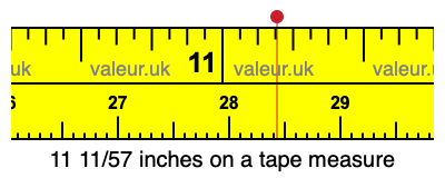 11 11/57 inches on a tape measure 11 11/57 inches on a tape measure