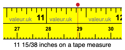 11 15/38 inches on a tape measure 11 15/38 inches on a tape measure