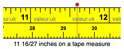 11 16/27 inches on a tape measure 11 16/27 inches on a tape measure