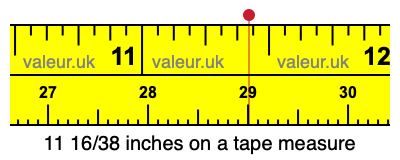 11 16/38 inches on a tape measure 11 16/38 inches on a tape measure