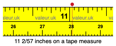 11 2/57 inches on a tape measure 11 2/57 inches on a tape measure