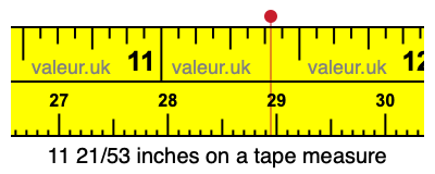 11 21/53 inches on a tape measure 11 21/53 inches on a tape measure