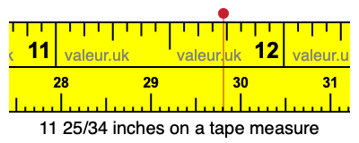 11 25/34 inches on a tape measure