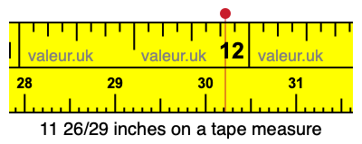 11 26/29 inches on a tape measure