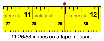 11 26/53 inches on a tape measure 11 26/53 inches on a tape measure