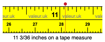 11 3/36 inches on a tape measure 11 3/36 inches on a tape measure