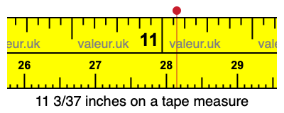 11 3/37 inches on a tape measure 11 3/37 inches on a tape measure